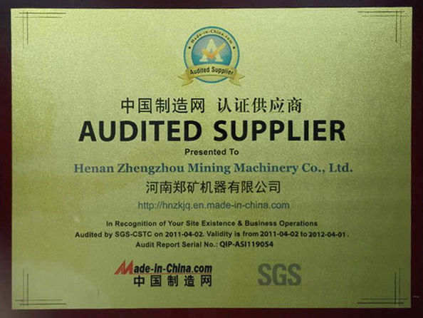 Cina Henan Zhengzhou Mining Machinery CO.Ltd Sertifikasi